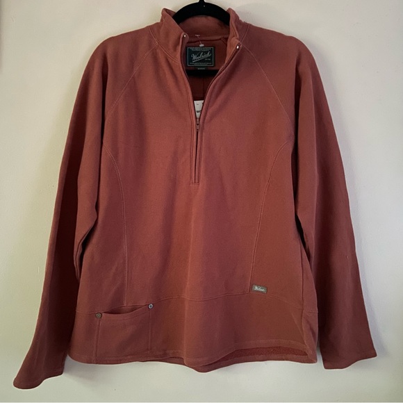 WOOLRICH• womens new highland burnt orange quarter zip pullover size medium nwt - Picture 12 of 15